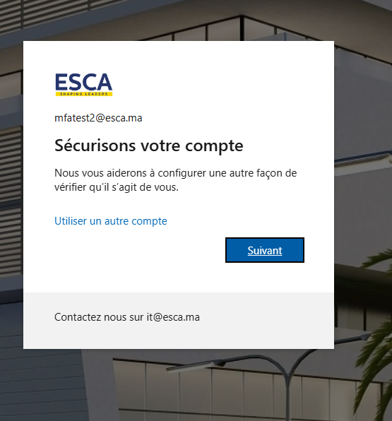 MFA setup prompt screen