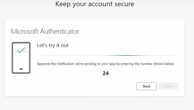 MFA setup completion confirmation screen