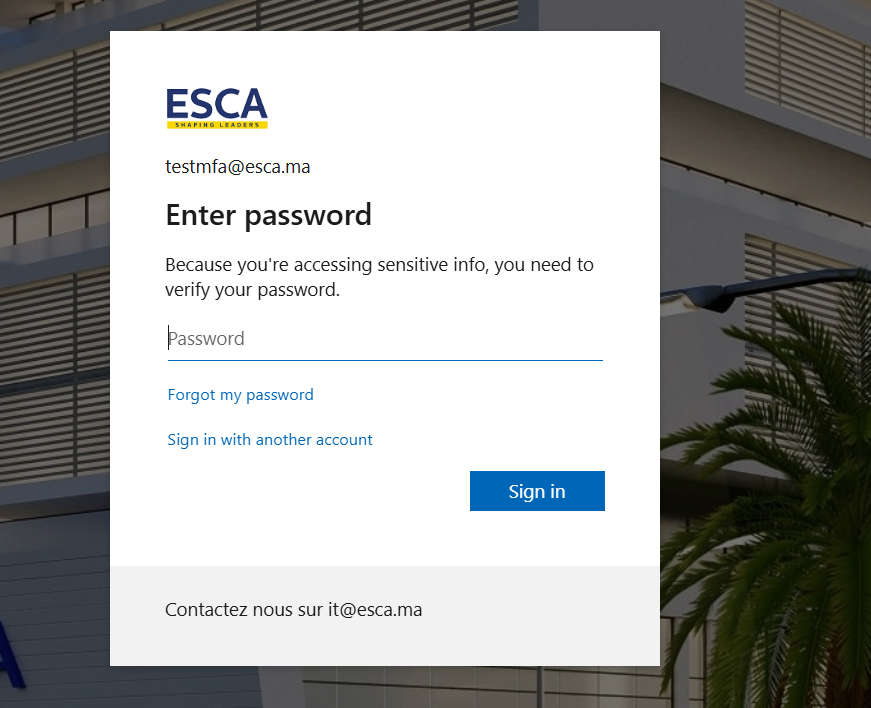 ESCA login screen