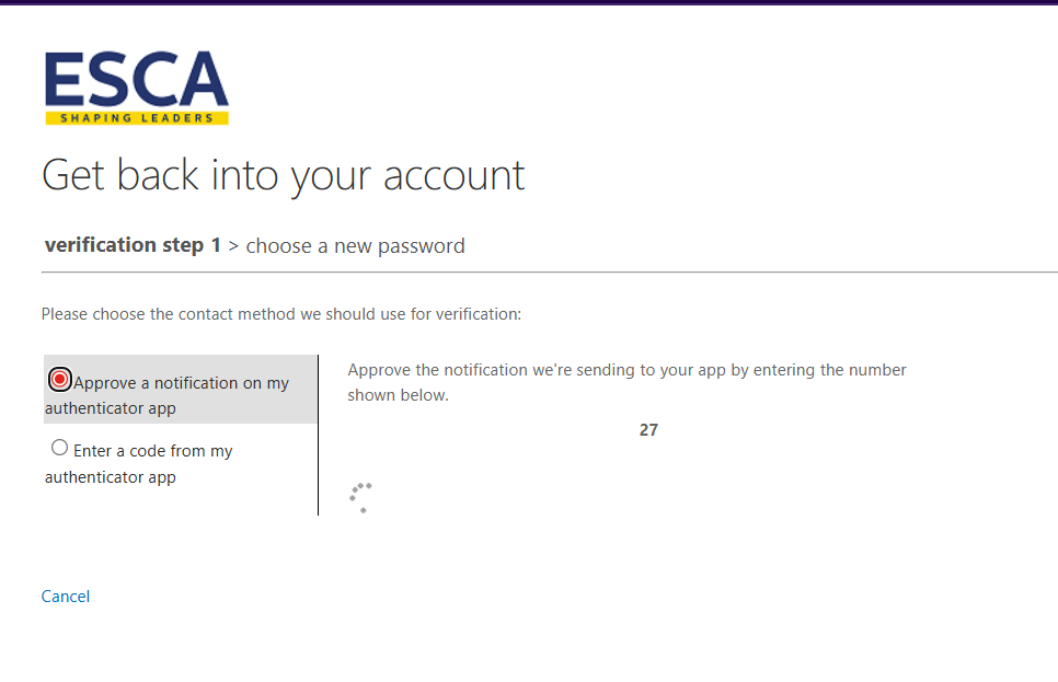 Authenticator approval screen with number